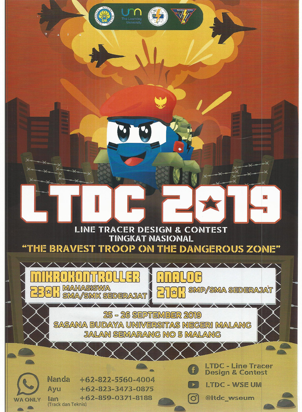 LINE TRACER DESIGN AND CONTEST (LTDC) 2019 TINGKAT PELAJAR DAN MAHASISWA SE-INDONESIA